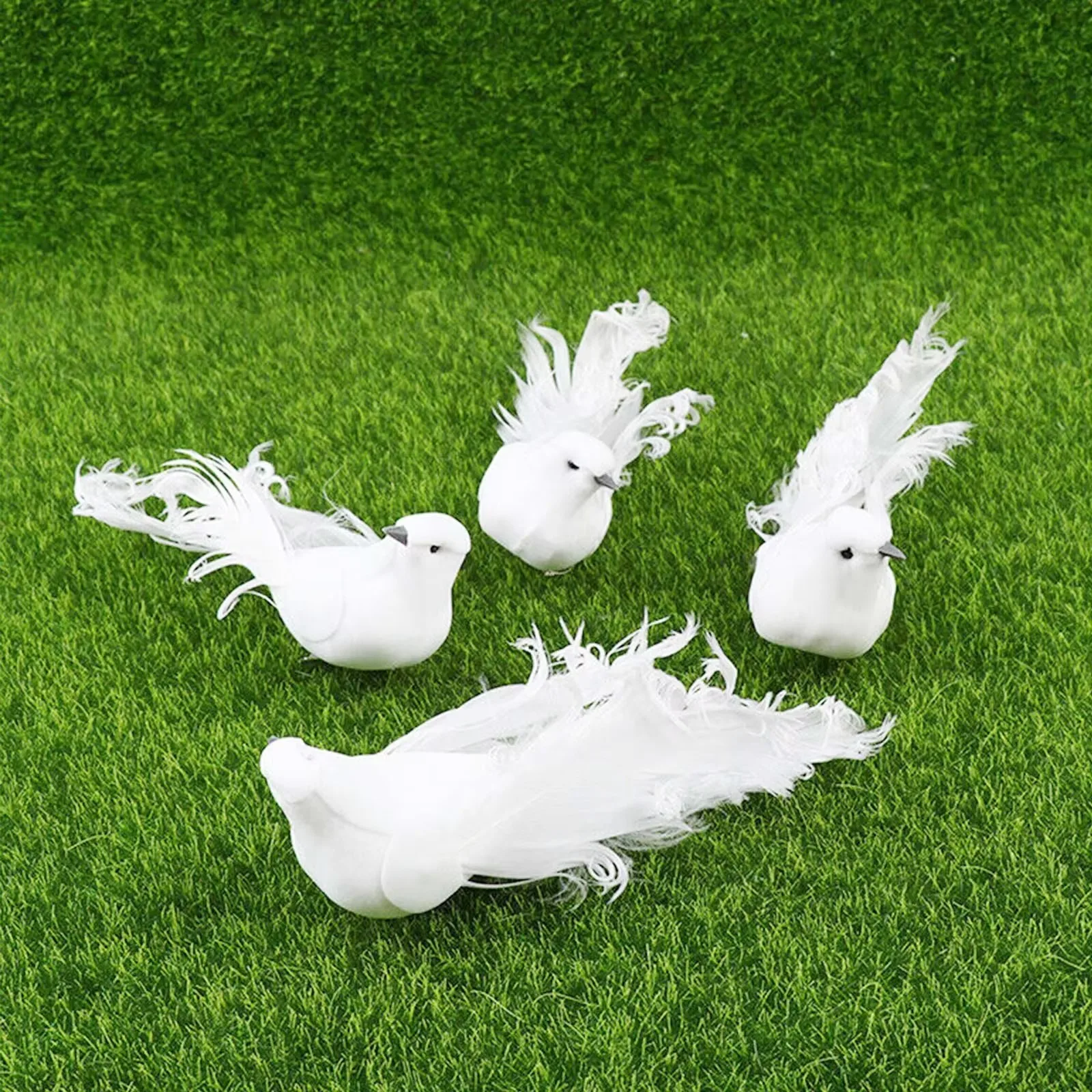 2pcs Simulation Feather Birds with Clips for Garden Lawn Tree Decor Handicraft Red Birds Figurines Christmas Home Decoration