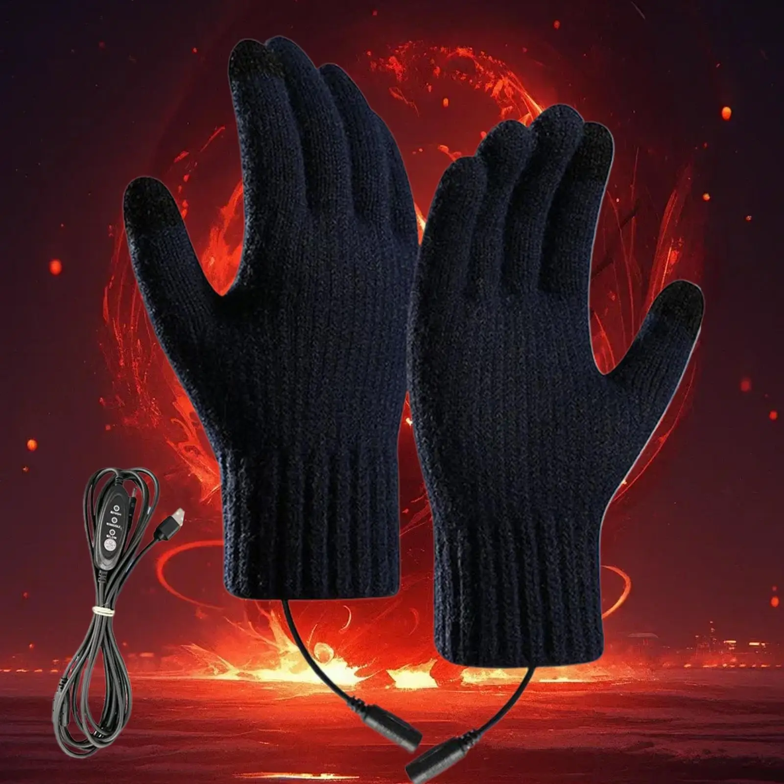

Rechargeable Heated Gloves 3-level USB Windproof Electric Gloves Cold Weather Supplies For Commuting Camping Winter Sports Daily