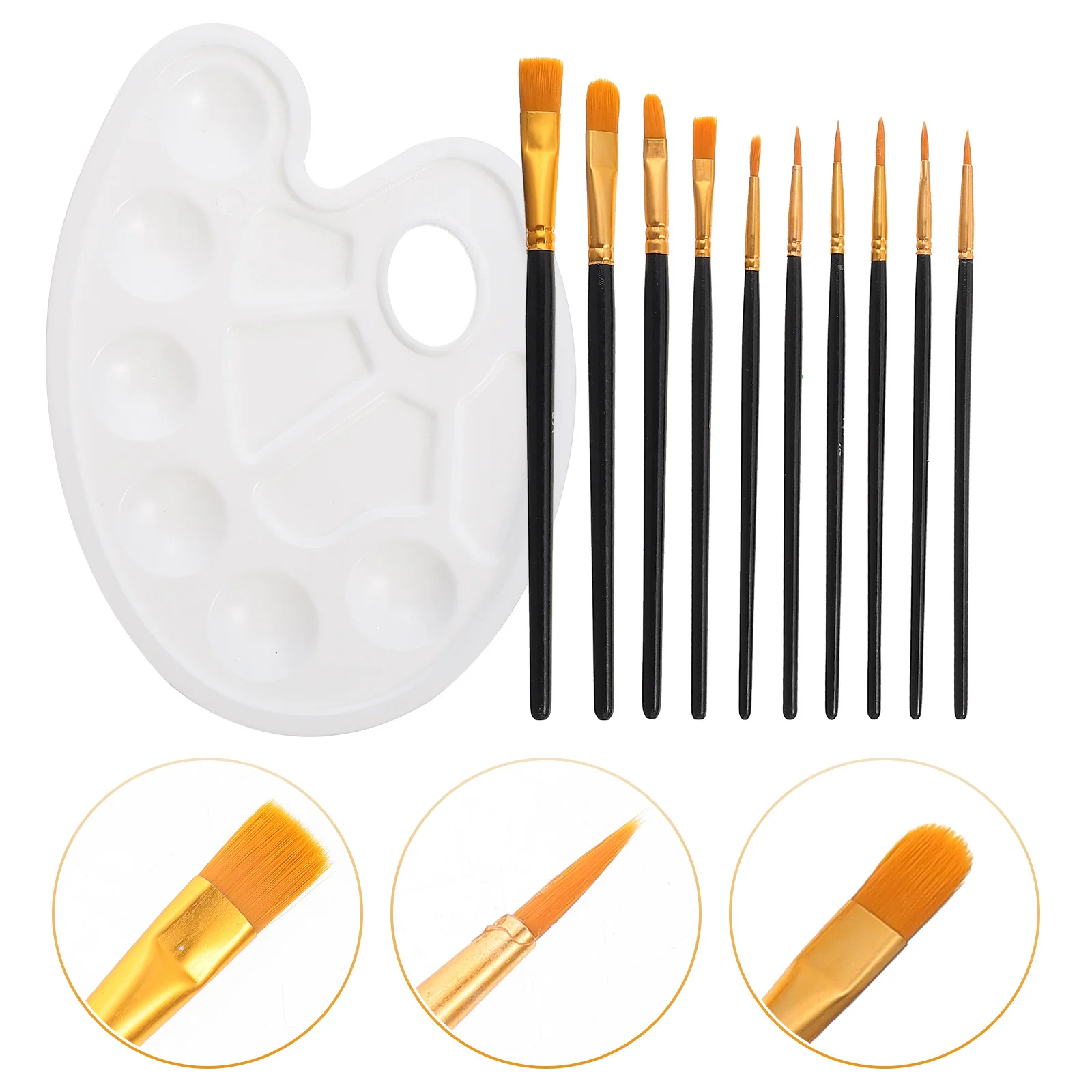 

1Set Oil Painting Brush Set Paint Brushes Watercolor Acrylic Gouache Art Supplies Mixing Plate Portable Ergonomic