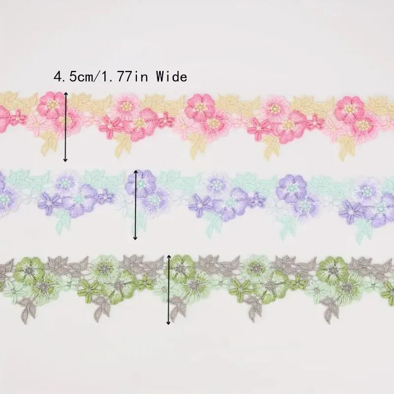 1 Yard Pink Purple Green Fluorescent Rose Venice Lace Various Skirts Bras Clothing Accessories 4.5CM Wide