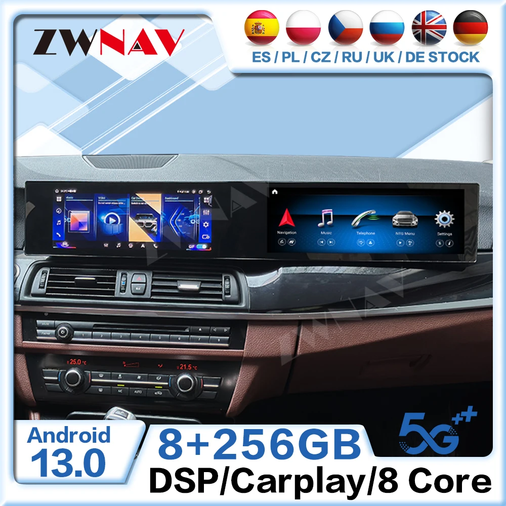 

Автомобильный радиоприемник Android 13 CarPlay с экраном 24,6 дюйма для BMW 5 серии F10 F11 2010-2017 GPS-навигация Мультимедийный плеер Androidauto
