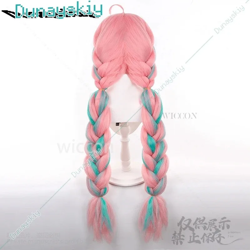 Juego Genshin Impact Cosplay Varesa 100cm pelo largo peluca de pelo trenzado rosa para niñas mujeres gorro de peluca gratis Anime Halloween personalizado