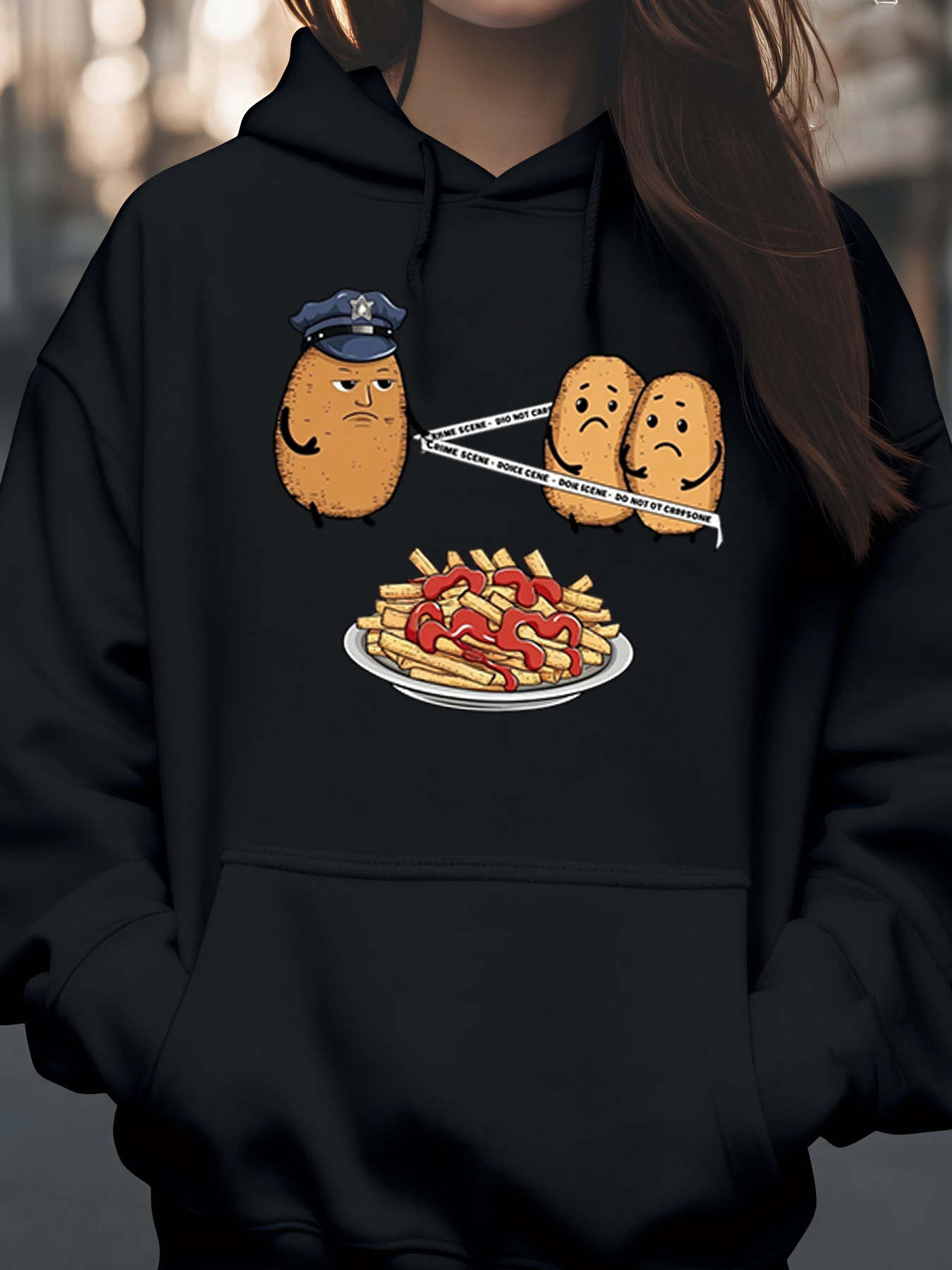 هوديي بقلنسوة لمشهد جريمة البطاطس، ملابس كاجوال للهالوين للجنسين #1