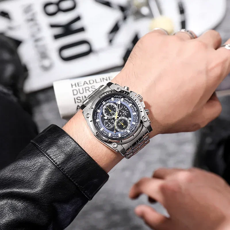 Men Watches Luxury Designer Trend Quartz Clock Luminous Calendar Waterproof Multi Function Fancy Round Automatic Watch Stainless