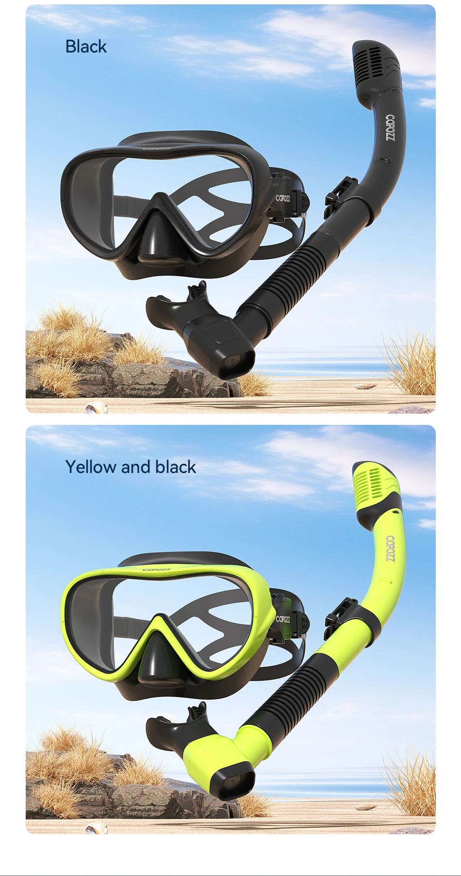 COPOZZ Professionelle Tauchmaske Vollsichtmaske Unterwasser Schnorchel Maske Set Schwimmen Schnorchel HD Anti Nebel Tauchausrüstung – Detail 12