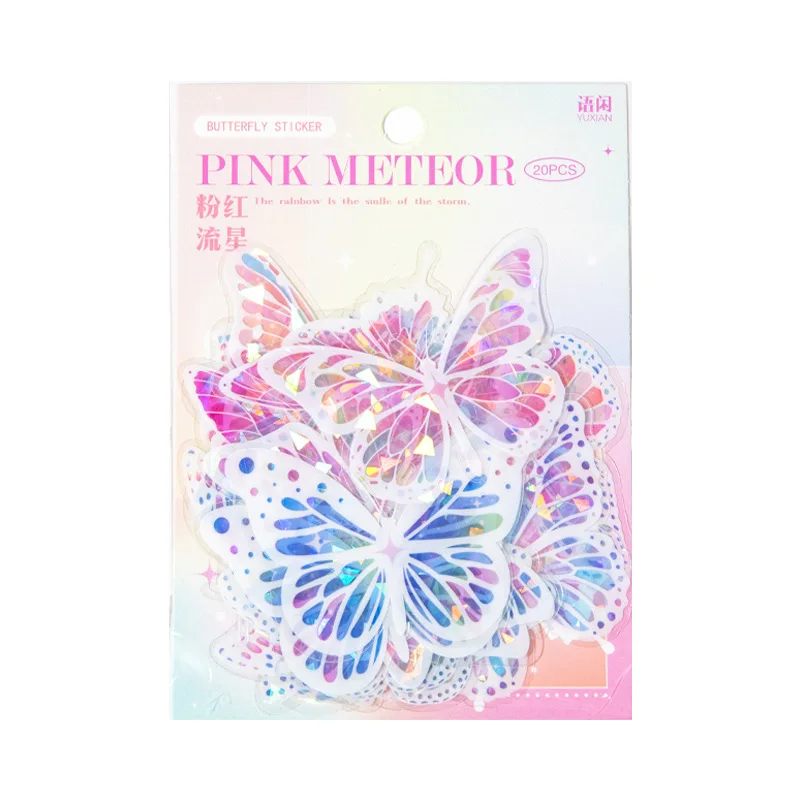 20 Pcs/pack Butterfly Words Series Decorative Sticker Retro Shell Light Collage Scrapbooking Label Diary Album Journal Planner