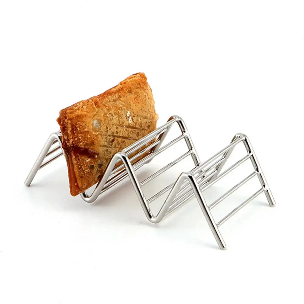 Tacos Holder Hard Wave Stainless Steel Mexican Food Rack Stand Shell Taco Holder Wave Shape Food Display Rack Kitchen Pie Tools