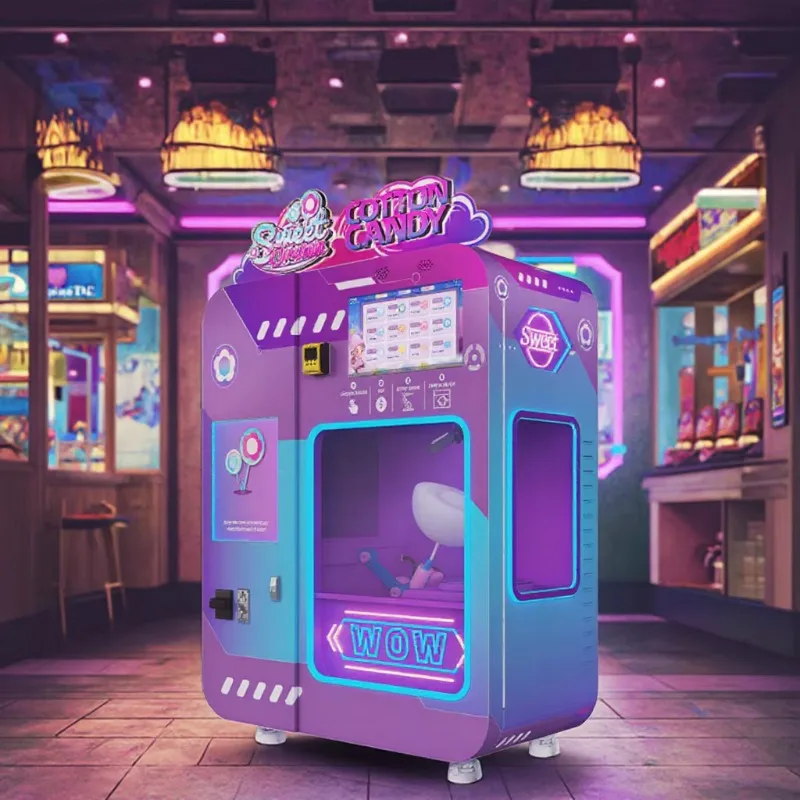2024 New Style Fully Automatic Commercial Cotton Candy Fairy Floss Vending Making Machine With Coin Bill Credit Card Acceptor