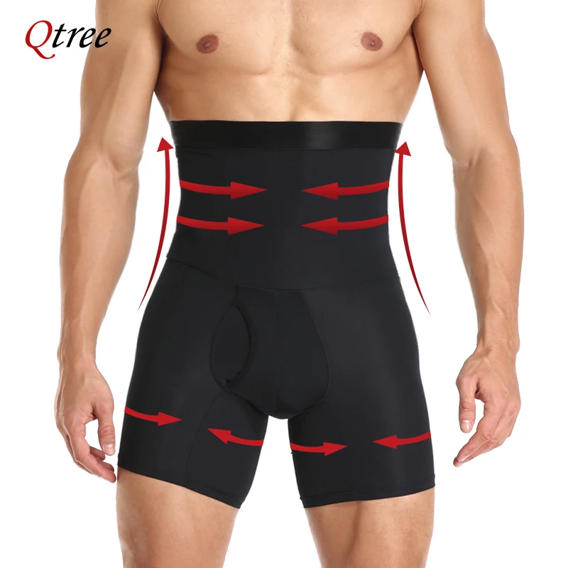 

Qtree Мужской тренажер для талии Корректирующее белье Нижнее белье с контролем живота Компрессионные шорты для живота Брюки для похудения Боксеры для ног