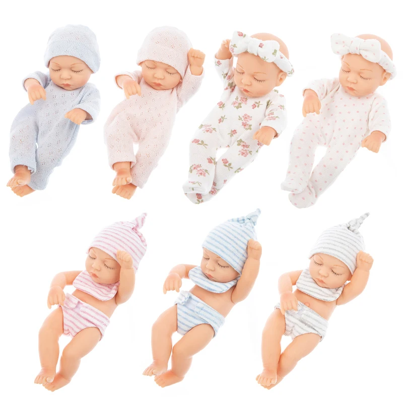 Mini 7Inch/20CM Zachte Full Body Siliconen Reborn Peuter Pop levensechte Pasgeboren Pop Mooie Pyjama Pop Speelgoed voor Meisjes Leuke Gift