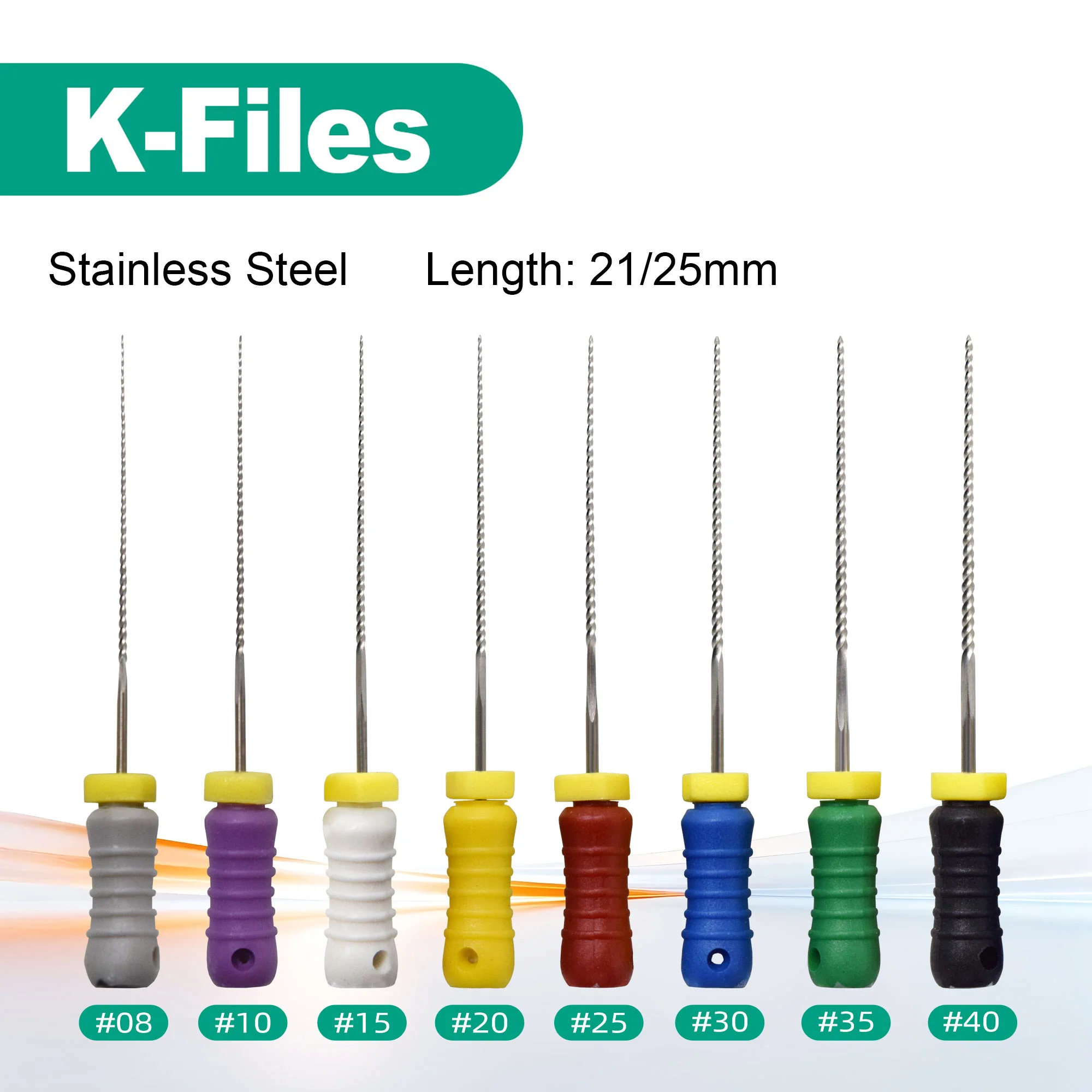 1 Box Dental Stainless Steel K Files Thread Design 21/25mm Root Canal File Dentistry Instrument #15-40 #45-80 Hand Use Endo File