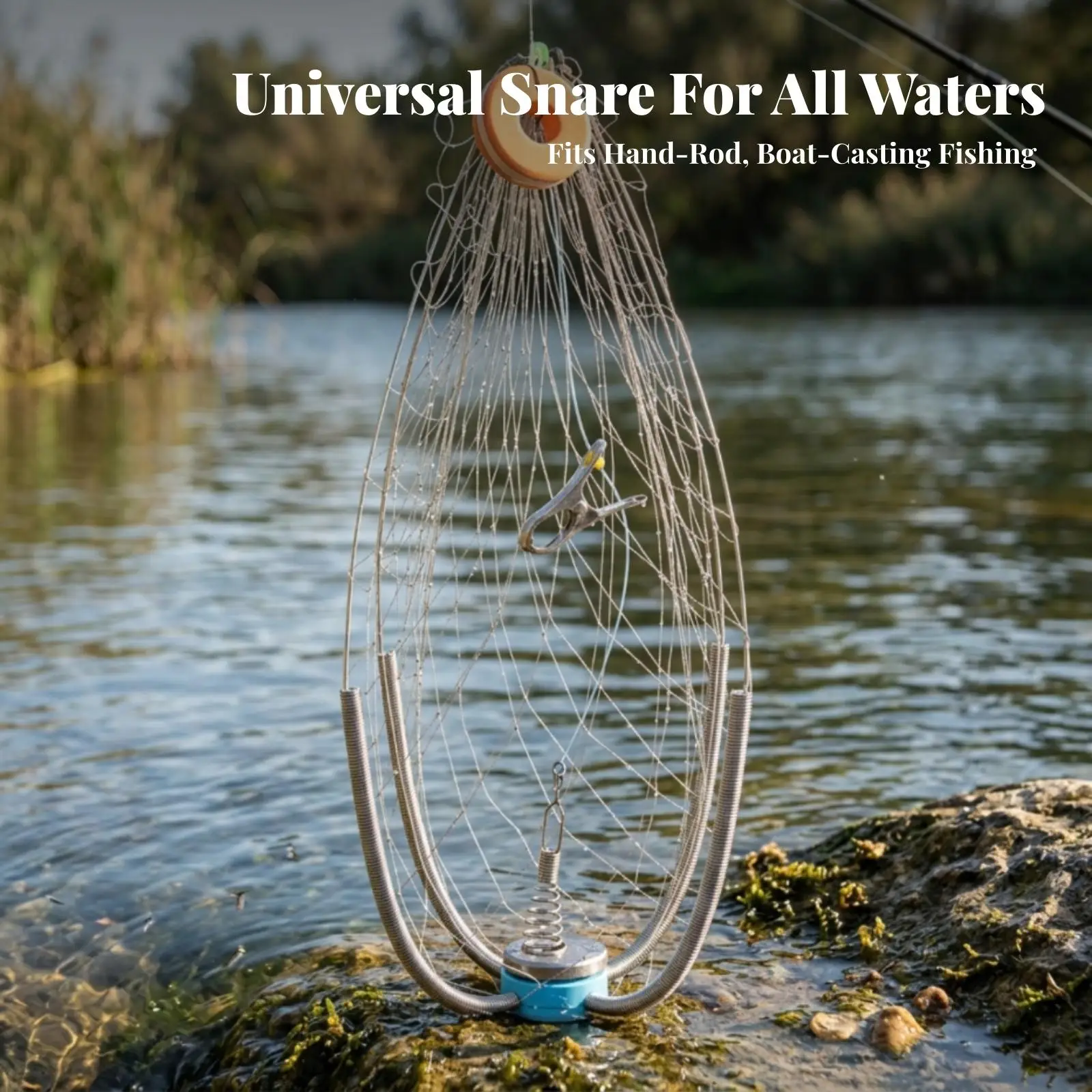 Rust Resistant Steel Crustacean Net with Hanging Latch for Crabs and Lobsters in Ocean Fishing