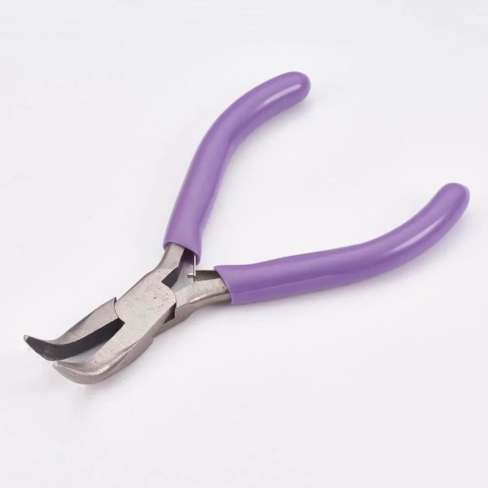 

4.7 Inch Jewelry Making Tools Carbon Steel Bent Nose Pliers Lilac Stainless Steel Color Gripping