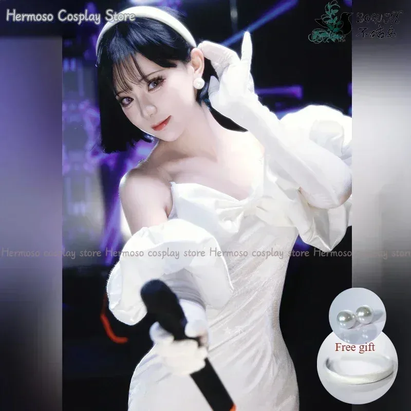 

Индивидуальный костюм для косплея Sua Anime Alien Stage, микрофон, белое платье, шпильки для ушей, короткий парик, перчатки Suita; 2'k, 8;c'