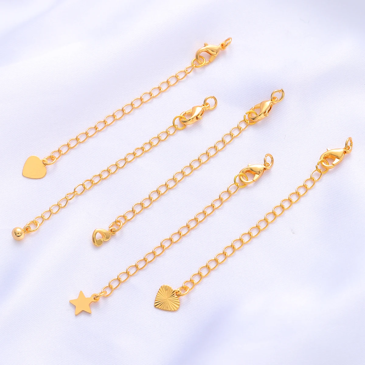 1pc New Plated 18K Gold Multi-shape Copper Extension Chain 7/7.5cm Lobster Clasps for DIy Jewelry Making Bracelets Necklaces