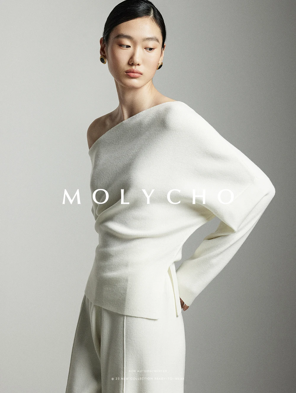 2026 Wool Elastic Waist Knitted Wide-Leg Pants for Women Winter High-Waisted Straight Loose Floor-Length Casual Pants