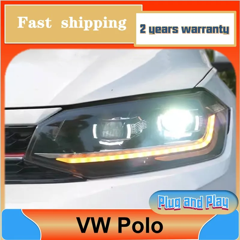 

Car Styling for VW Polo Head Lights 2019-2022 Volkswagen Polo Head Lamp DRL Turn Signal Low High Beam Projector Lens