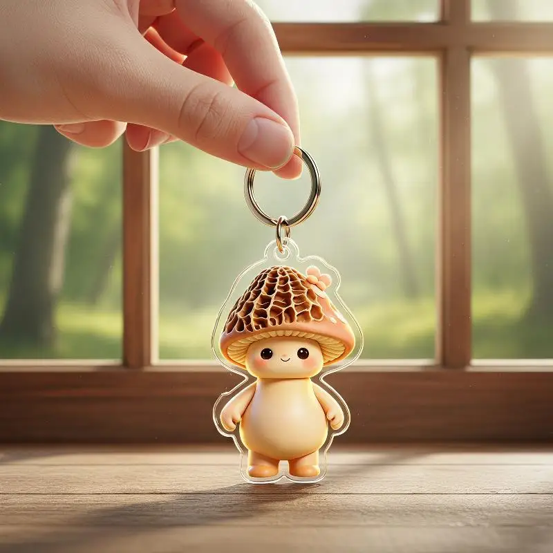 Porte-clés en acrylique champignon Kawaii mignon, design créatif adorable, résistant à la décoloration, pendentif pour sac à main, idéal pour les cadeaux de fête