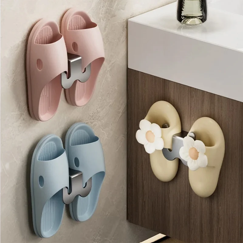 1Pcs No Punching Bedroom Neat Storage Shoe Drying Slippers Rack Bathroom Rack Slipper Hook Toilet Drainage Rack Wall Mounted