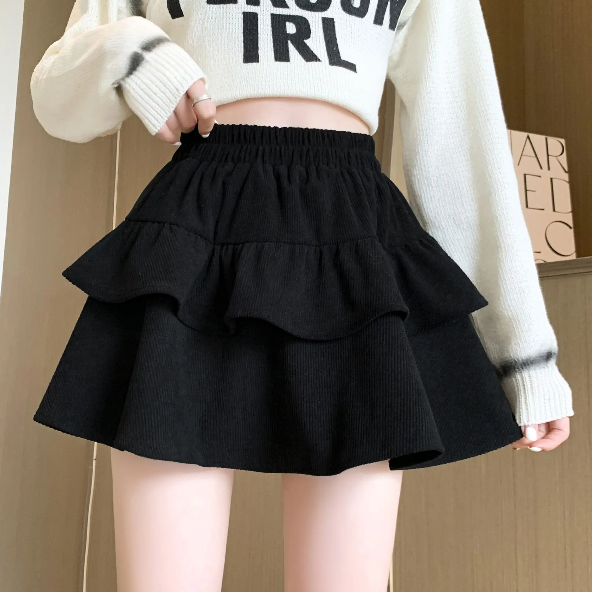 2024 Spring/Summer New High Waist Fluffy Skirt Slimming Short Skirt Half Skirt Women's Fashion Cake Skirt A-line Skirt