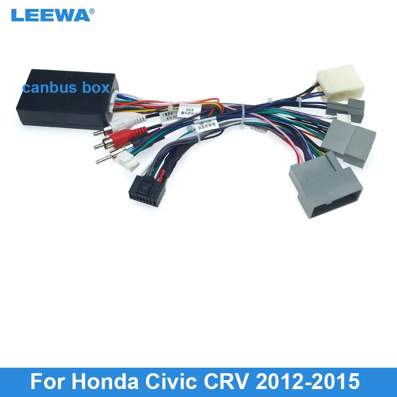 

LEEWA Car Audio Radio CD Player 16PIN Android Power Calbe Adapter With Canbus Box For Honda Civic CRV Media Wiring Harness