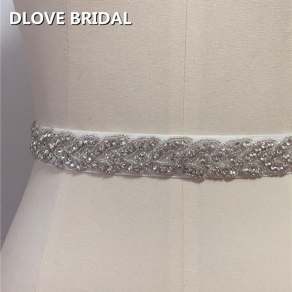 DLOVE BRIDAL Women's Rhinestones Belt Handmade Wedding Dresses Belt Marriage Bridal Ribbion Belts Wedding Bride Sash Party Belt