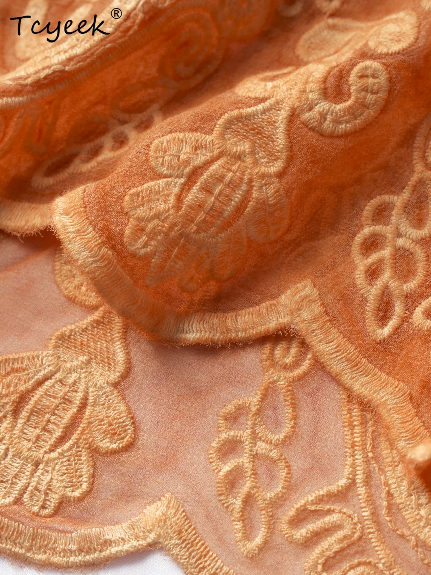 Tcyeek 100% seda amoreira verão regata em torno do pescoço manga nove quartos laranja proteção solar camisas femininas Ж gessi Одеж Б