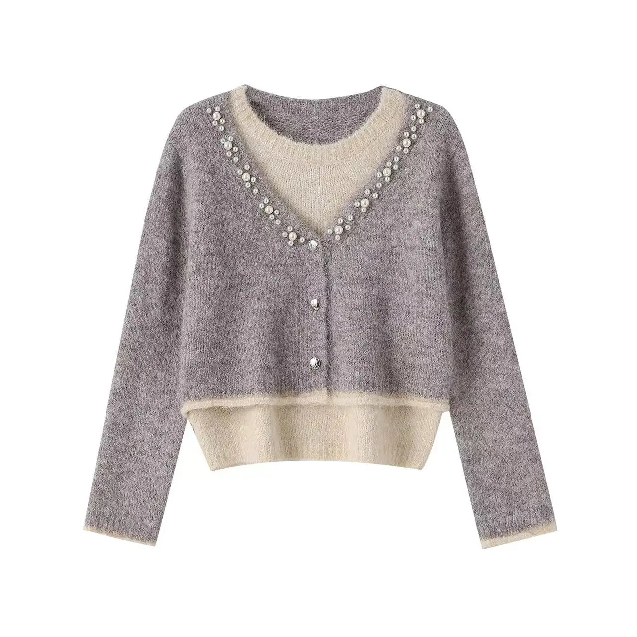 

Модный вязаный свитер, женский многослойный свитер Turtlene Design, высококачественный шерстяной материал V-Ne Long Sve Top