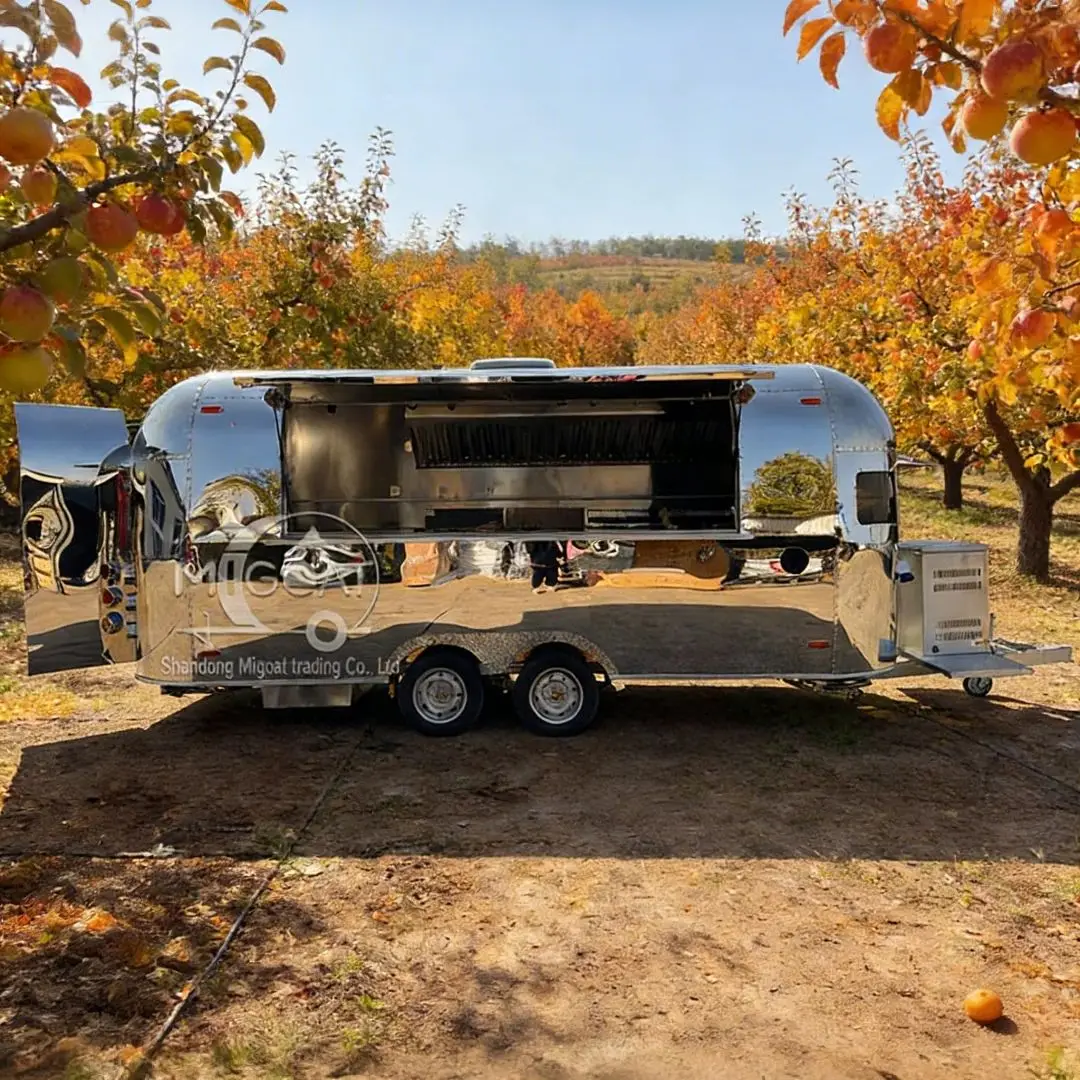 

Мобильная кухня Airstream Food Truck из нержавеющей стали, полностью оснащенная кофейной пиццей фаст-фуда