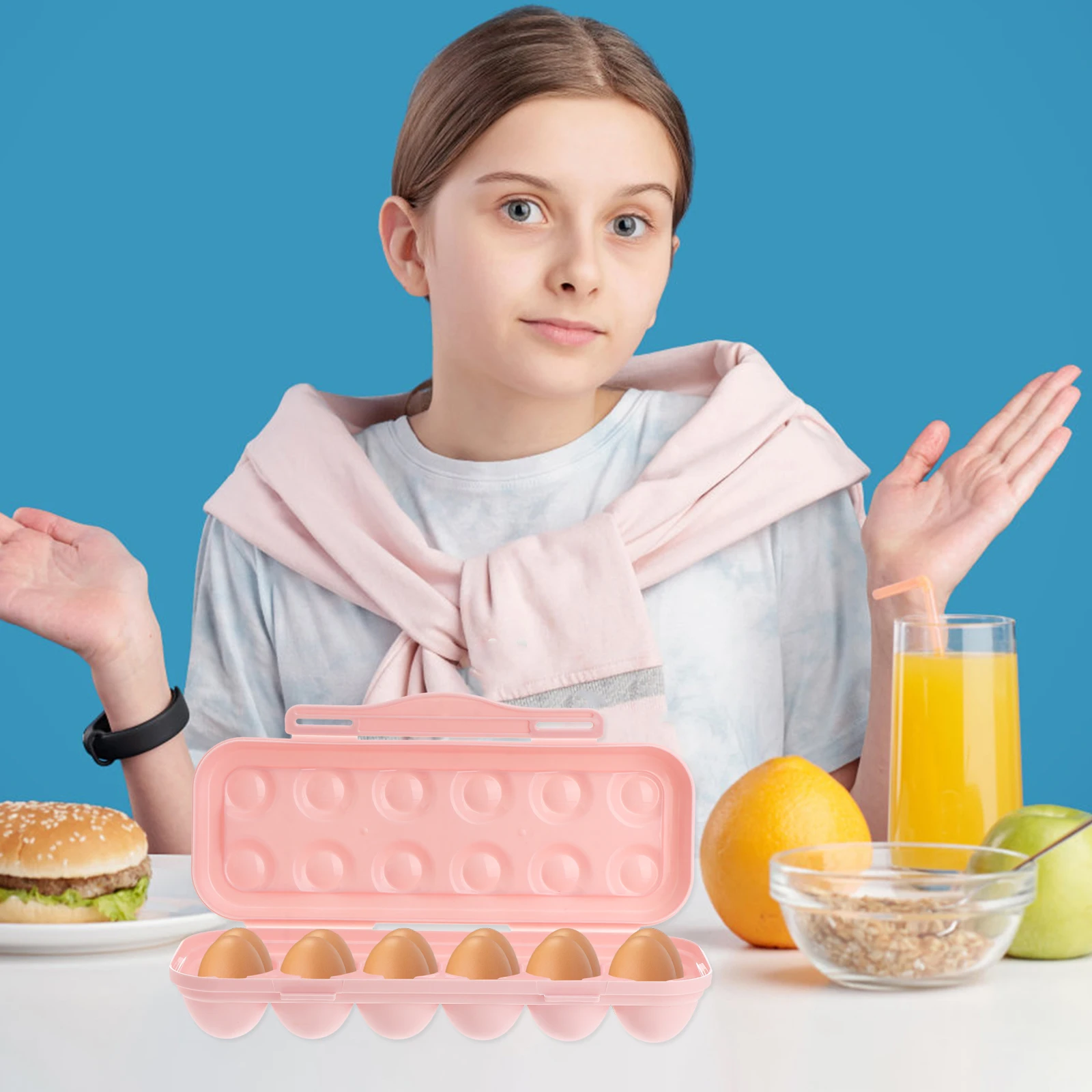 

2pcs 12 Grids Refrigerator Egg Holder Stackable Shatterproof Egg Tray Pp Material Durable Storage Box For Most Fridges No