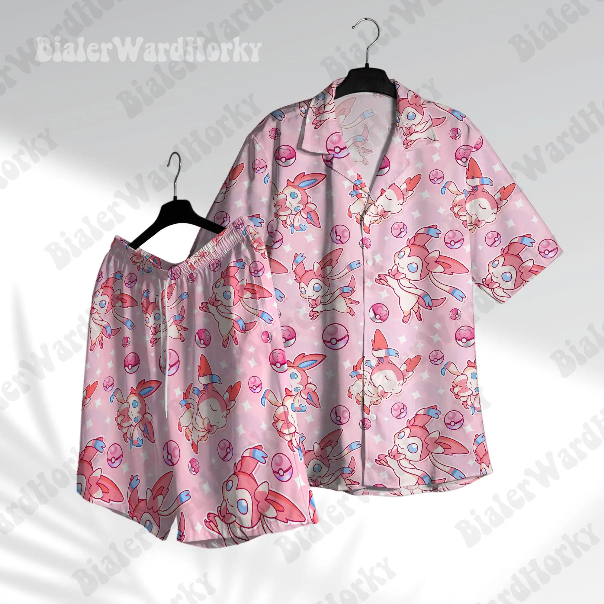 Fairy Evolution Süßes Hawaii-Hemd Pokémon Sylveon Grafik-T-Shirt Sommer Freizeit Herren-T-Shirt Kinderkleidung T-Shirt Y2k Frau ﻿ – Detail 4