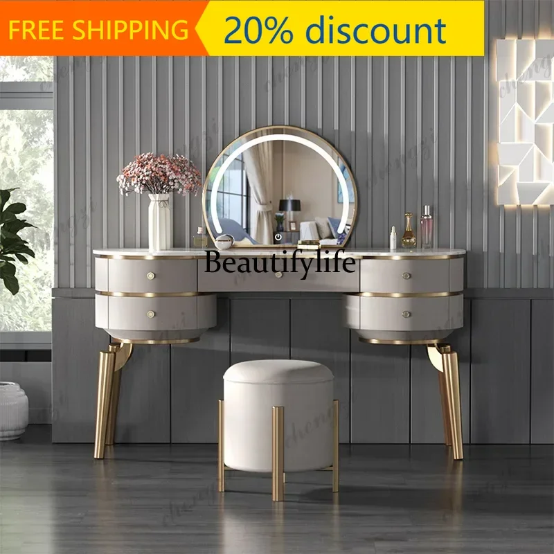 132 Modern Simple Dressing Table Storage Luxury Clothing Drawers Dressing Table Mirror Clearance Postazione Makeup Furniture Bed