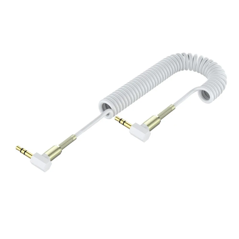 Car mounted AUX audio cable spring elbow double headed 3.5mm male to male headphones, mobile phone speaker connection cable