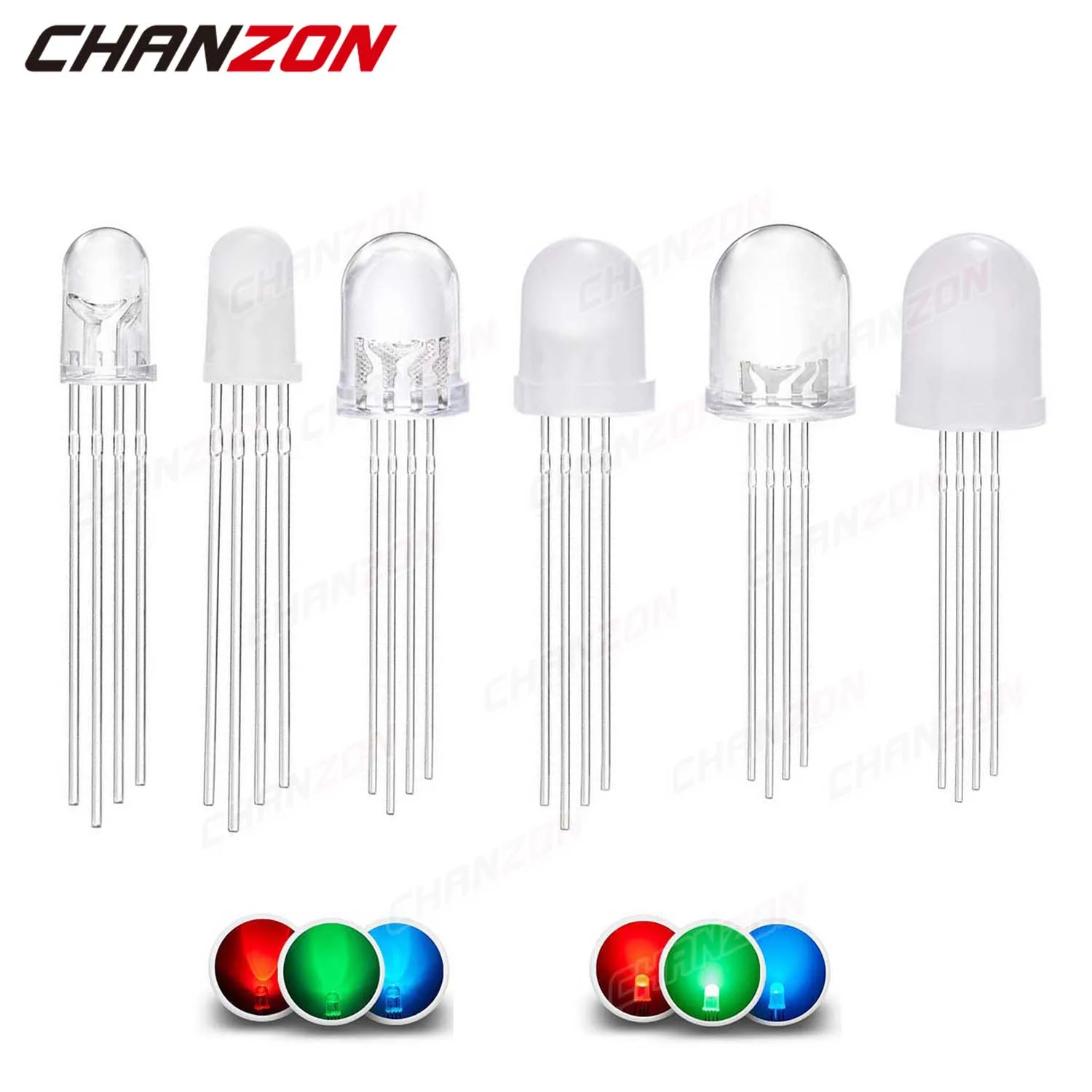 5mm 8mm 10mm Diodo Led RGB Emettitore di Luce 4 Pin Anodo Comune Catodo Tricolore Multicolor Trasparente Diffuso FAI DA TE PCB Lampadina