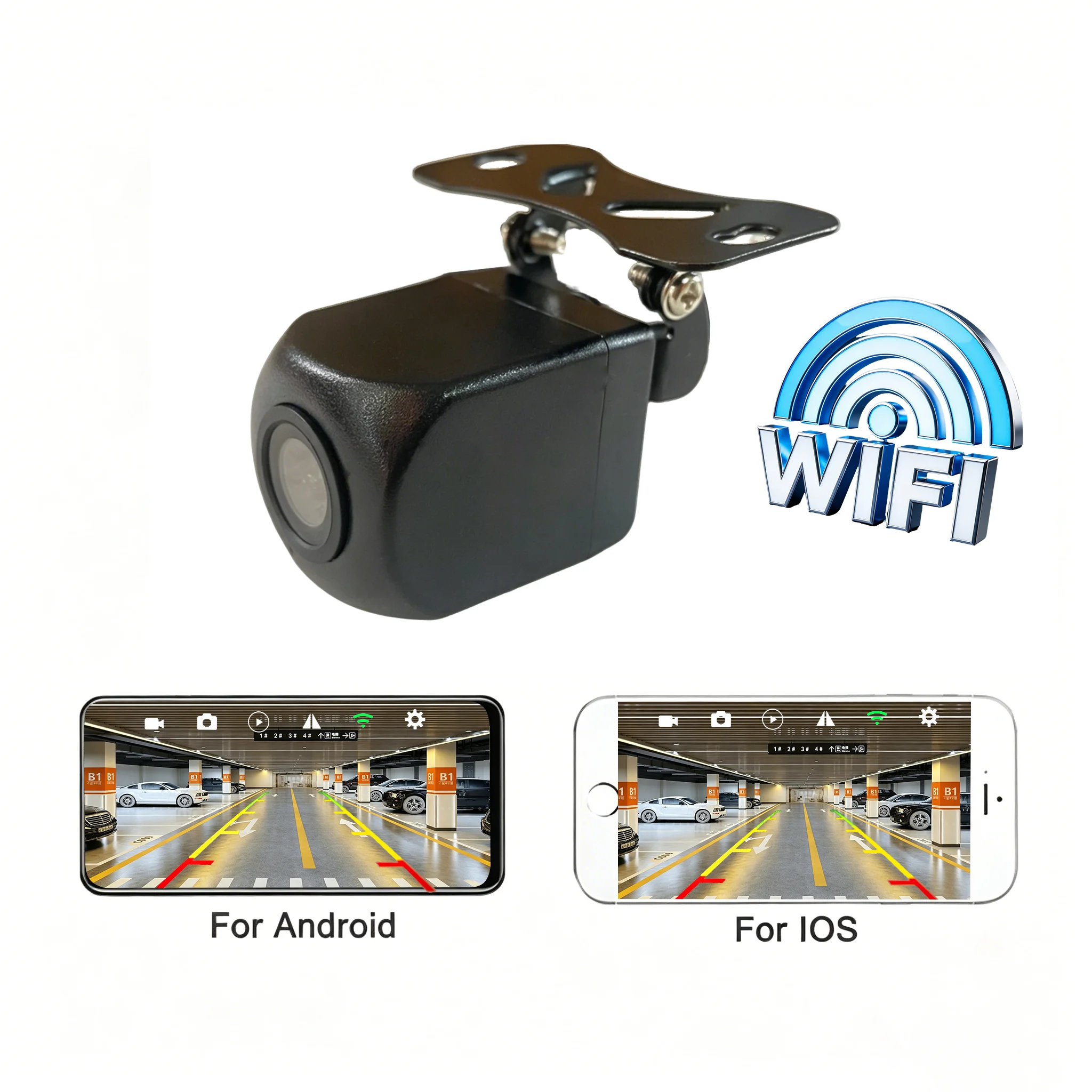 BOSSCAR HD Wireless WiFi Car Backup Camera Professional Front Rear View Camera Compatible with Android iOS for Car Truck Use