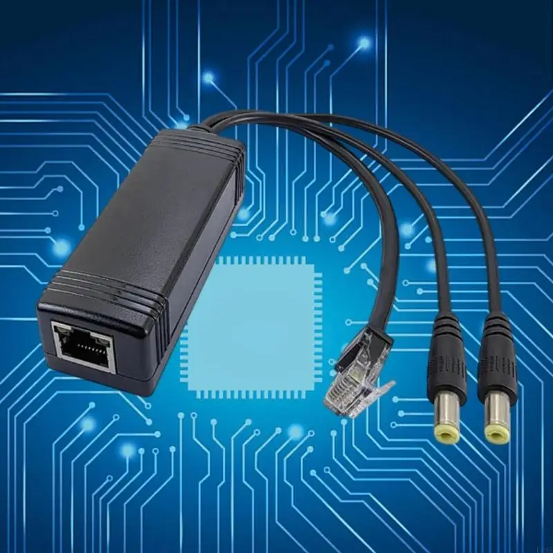 Camera Wiring Ethernet Splitter RJ45 with 5.5 x 2.1 mm Output Module for Wireless Device Routing Support Usage F19E