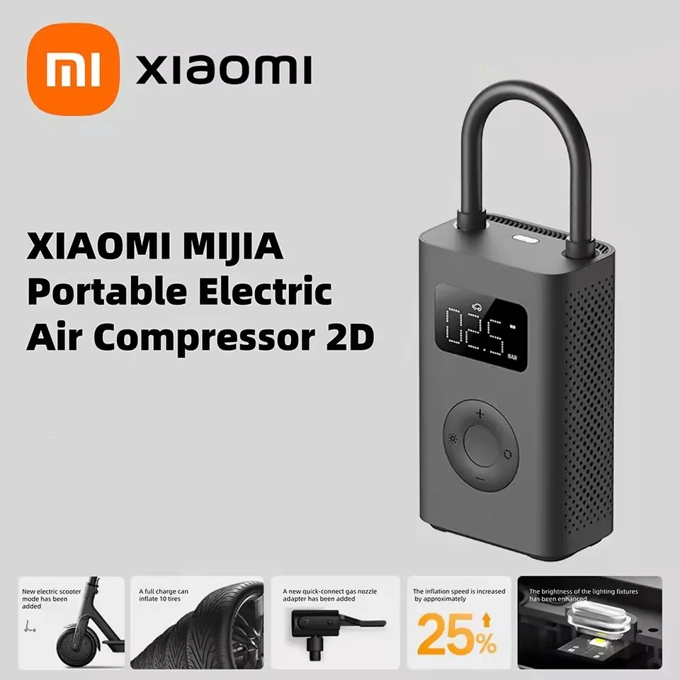 

New MIJIA Inflatable Treasur Air Compressor 2D 2000mAh Portable Inflator Air Pump 2D For Bicycle Car Motorcycle Ball CN