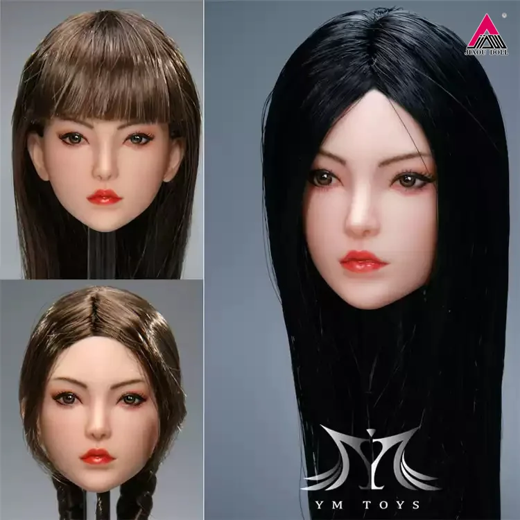 YMTOYS 1/6 Leilei 머리 조각 Jing'er 긴 머리 조각 모델, 12 인치 여성 군인 액션 피규어 바디 인형, YMT071 YMT072