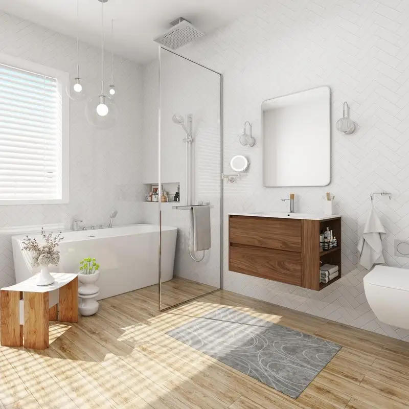 حوض استحمام مثبت على الحائط مقاس 30 بوصة مع حوض جل ودرج إغلاق ناعم