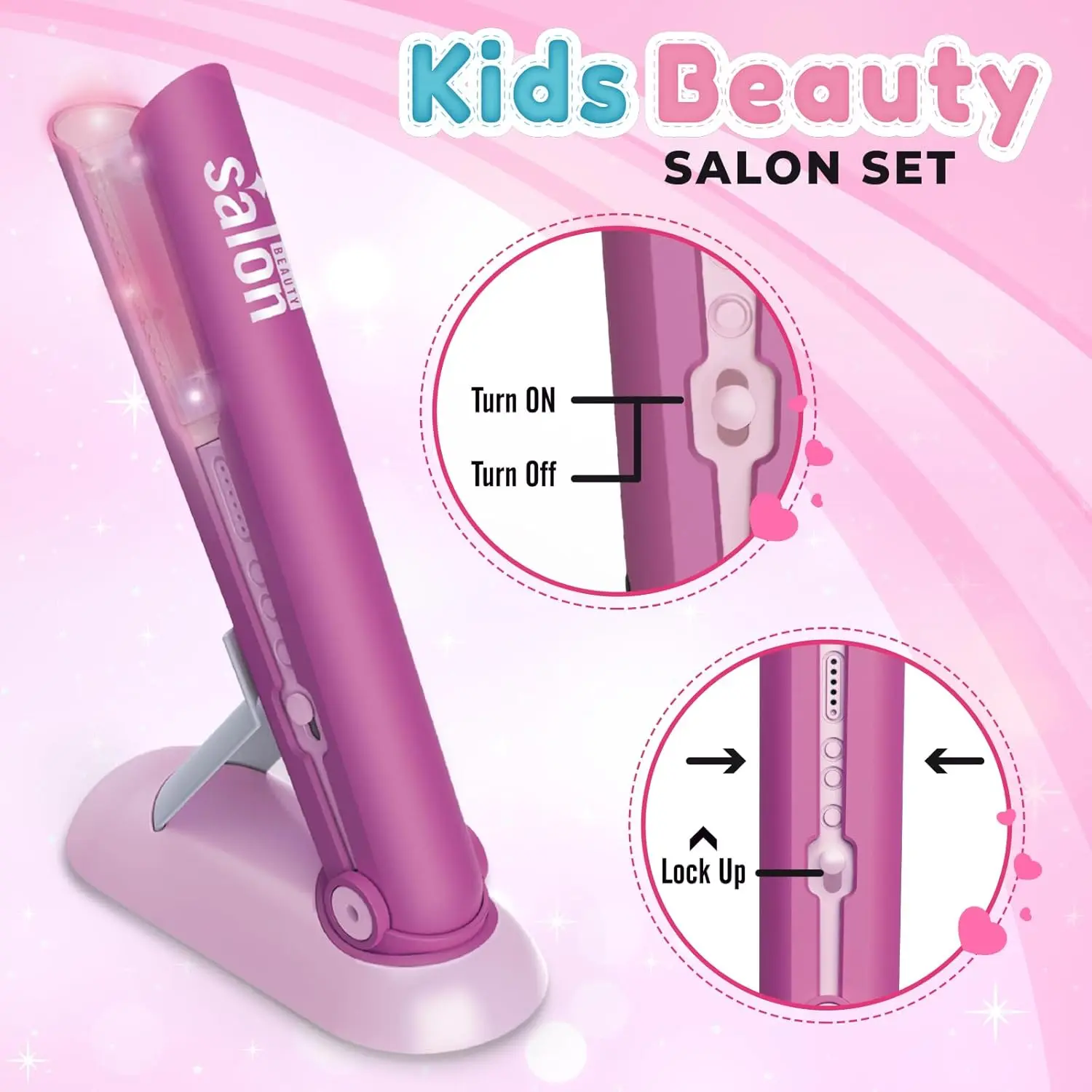 14-teiliges Set für Kleinkinder und Mädchen, Schönheitssalon, Rollenspiel-Haarset mit Glätteisen und Styling-Zubehör, Weihnachts- und Geburtstagsgeschenk