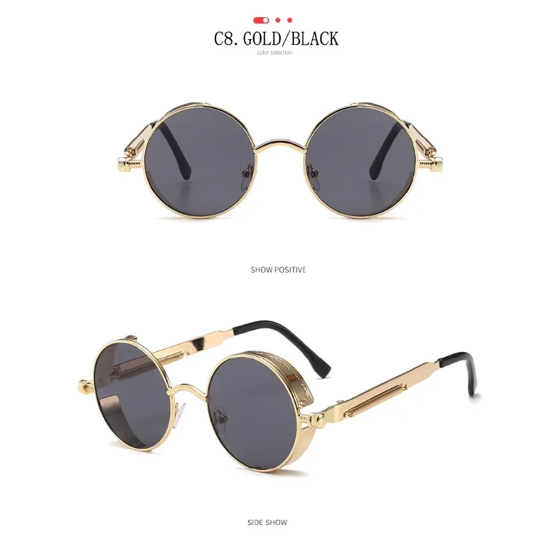 Metal Steampunk Sunglasses Men Women Fashion Round Glasses Brand Design Vintage Eyewear High Quality - view 6