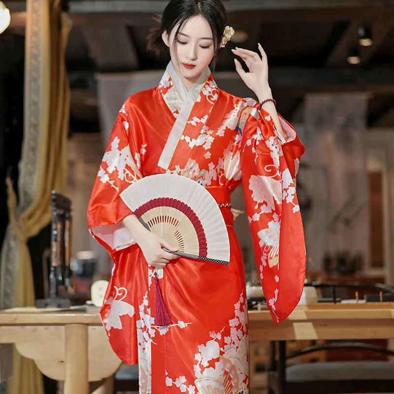 Black Japanese Kimono Sauna Bathrobe Traditional Cultural Cosplay Costume Halloween Costumes Photoshooting