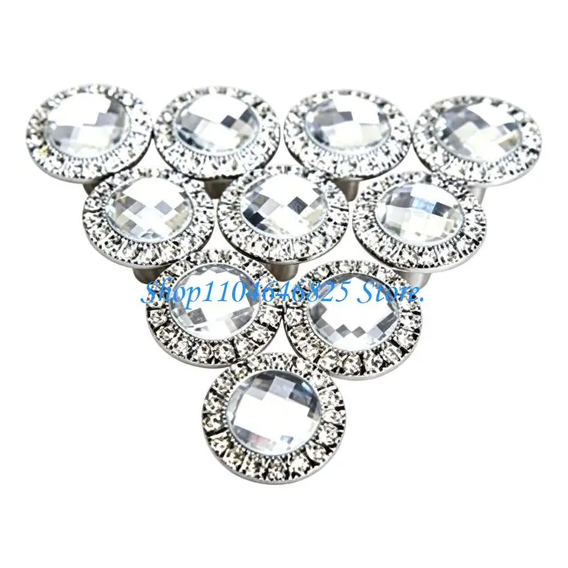 10Pcs 30Mm Crystal Sparkling Cupboards Knobs Gold/Silver Drawer Handles Pulls for Home