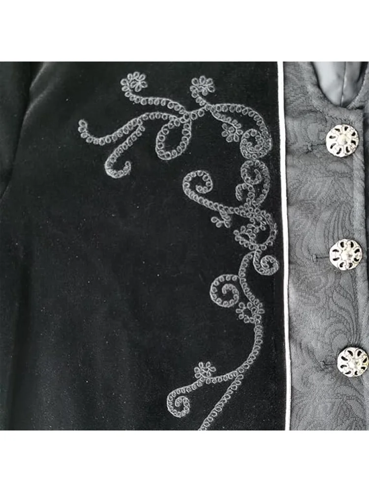 Medieval Steampunk Tailcoat Halloween Costumes for Men, Renaissance Pirate Vampire Gothic Jackets Vintage Warlock Frock Coat