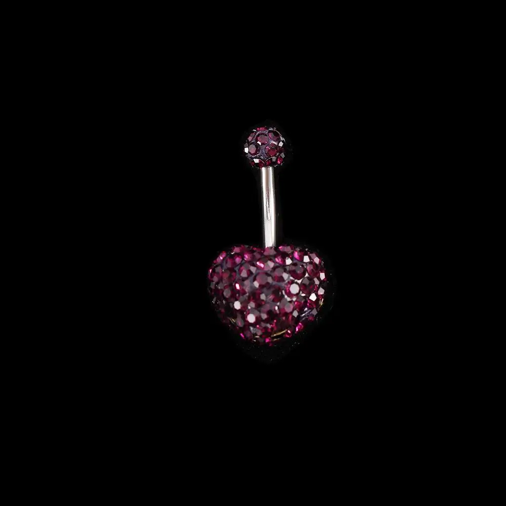 แหวนสะดือสแตนเลสทรงหัวใจสไตล์พังก์ สำหรับเจาะสะดือ