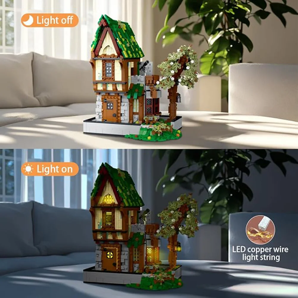 

1872pcs - House and Tree Building Blocks Set, Villa Street View Perfect Collectibles, Thanksgiving and Christmas Gifts