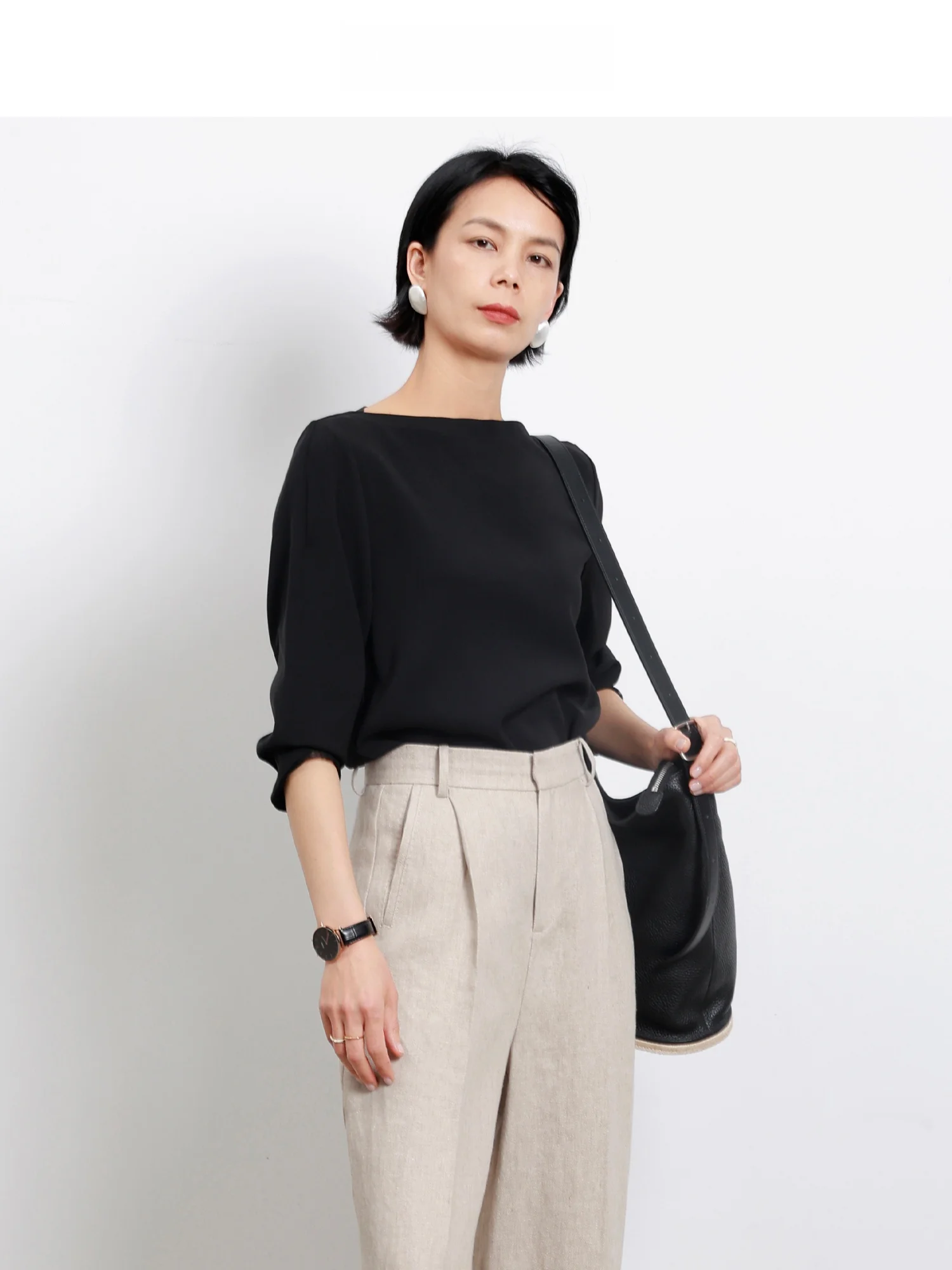 

Женская блузка Chunxili с длинным рукавом на одно плечо, из ацетата, для офиса, элегантная, прямого кроя, из полиэфирного волокна, приятная к телу, дышащая.