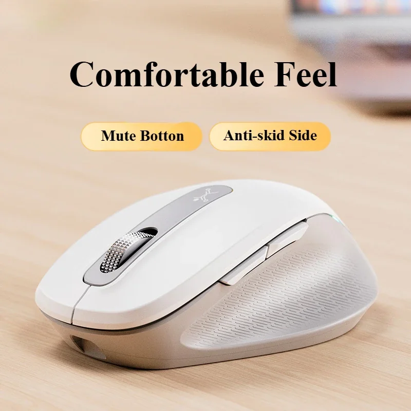 Bluetooth Mute Mouse Wireless Ergonomic Mental Roller Rechargeable DPI Adjustable RGB Portable Office Mouse for PC Laptop