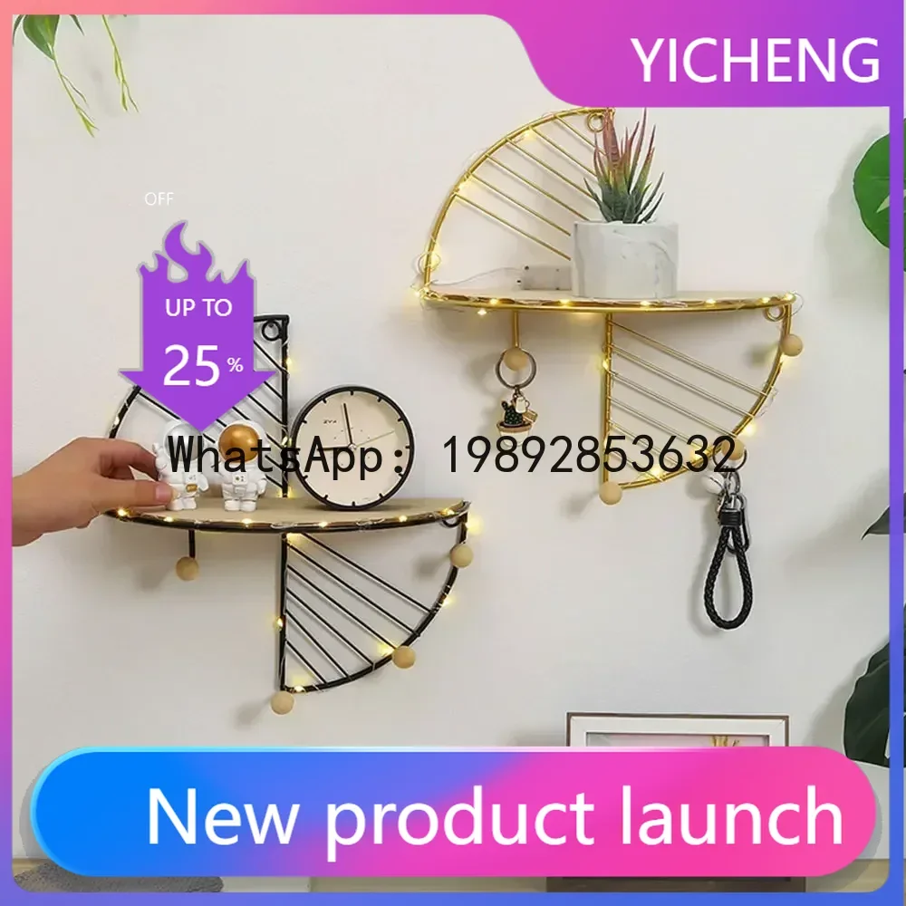 

LYY Modern Minimalist Creative Semi-Circular Rectangular Wall Shelf Living Room Office Color Wrought Iron Storage Home Decor