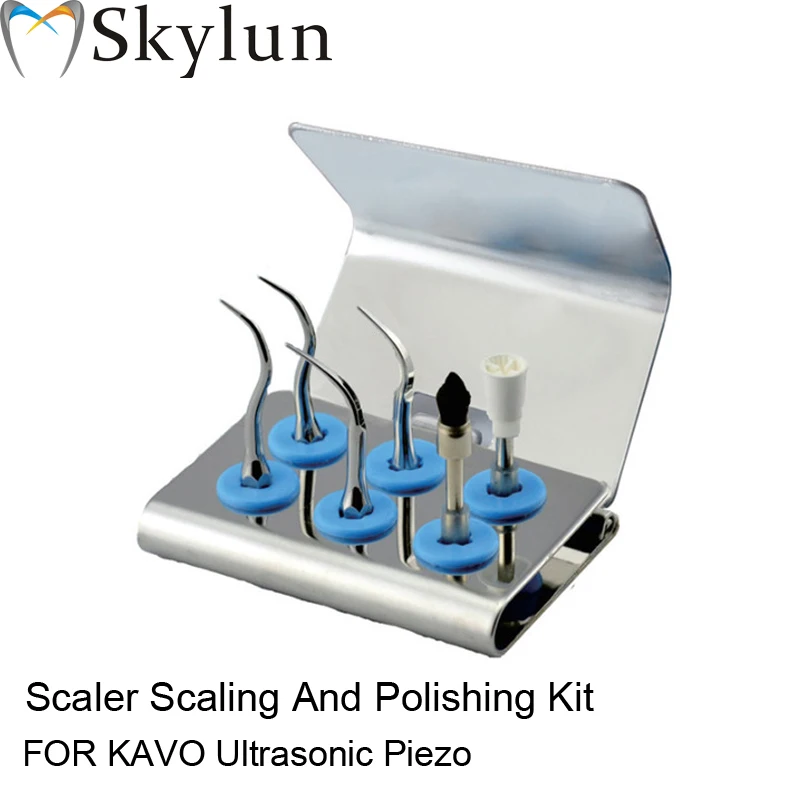 

Dental Ultrasonic scaler Tip Kit SCALER SCALING AND POLISHING KIT SILVER scaler tips PC1*2 GC1 GC2 BRUSH PROPHY Fit KAVO AT49